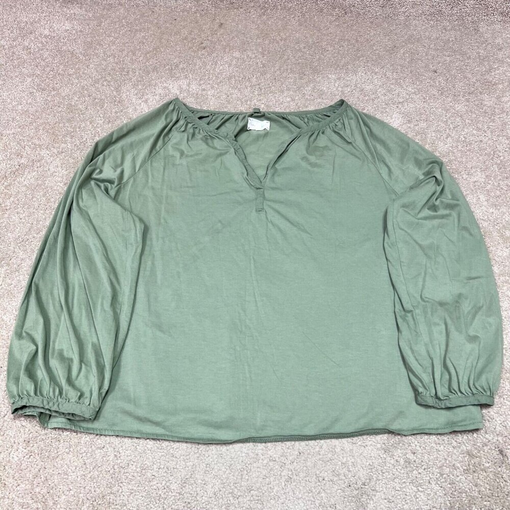 Lou & Grey Blouse Women's Green Size Large Long Sleeve